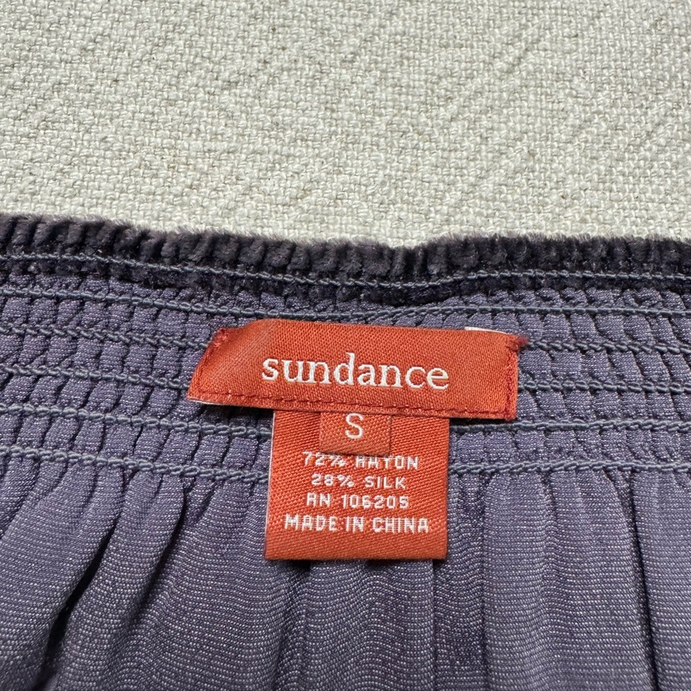 Sundance Burnout Velvet Leaf Purple Silk Blend Peasant Blouse Whimsy Top S - Picture 6 of 7